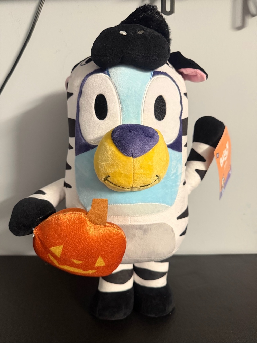 Zebra Plush Toy with Orange Pumpkin - Cute Halloween Stuffed Animal